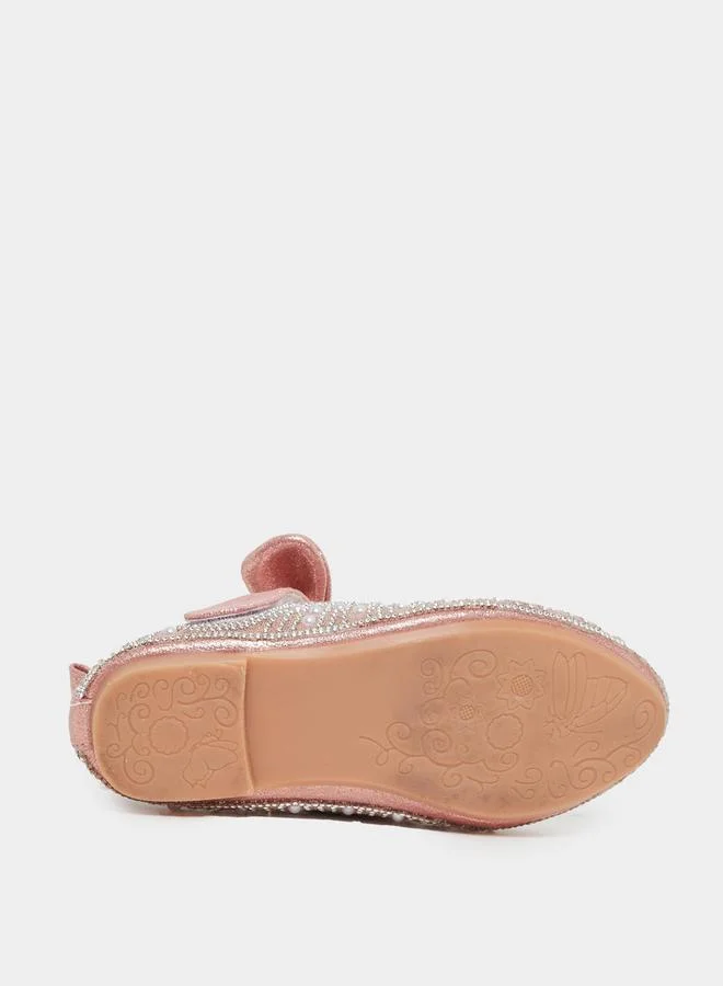 Styli Embellished Bow Detail Ballerina Shoes