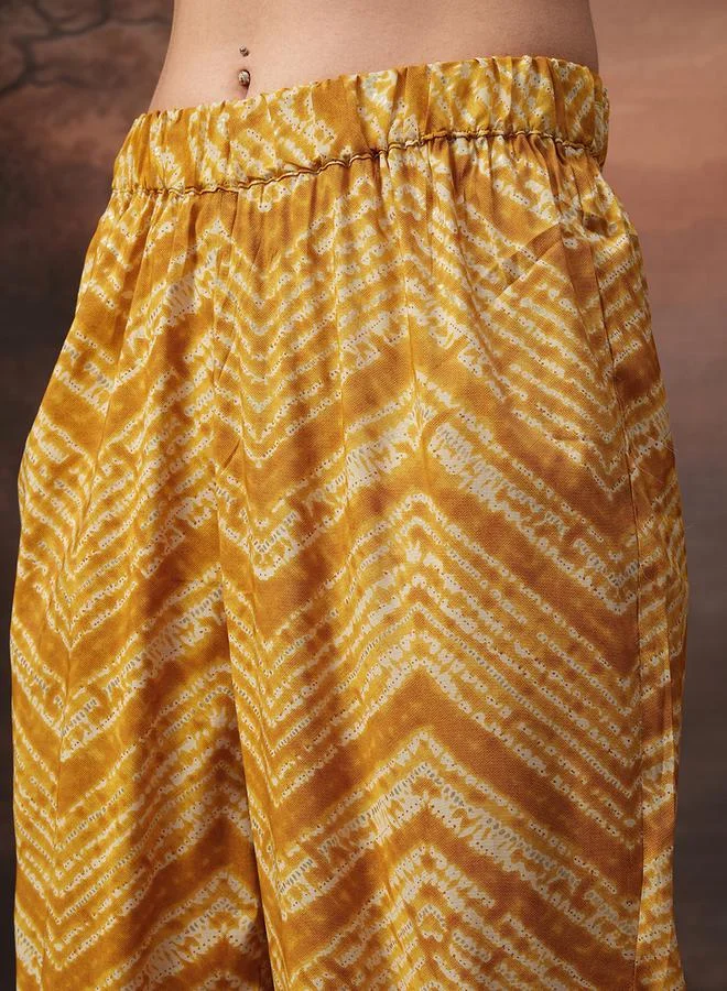 Vishudh Vishudh Printed V-Neck Lace Trims Tunic with Trousers Co-Ords