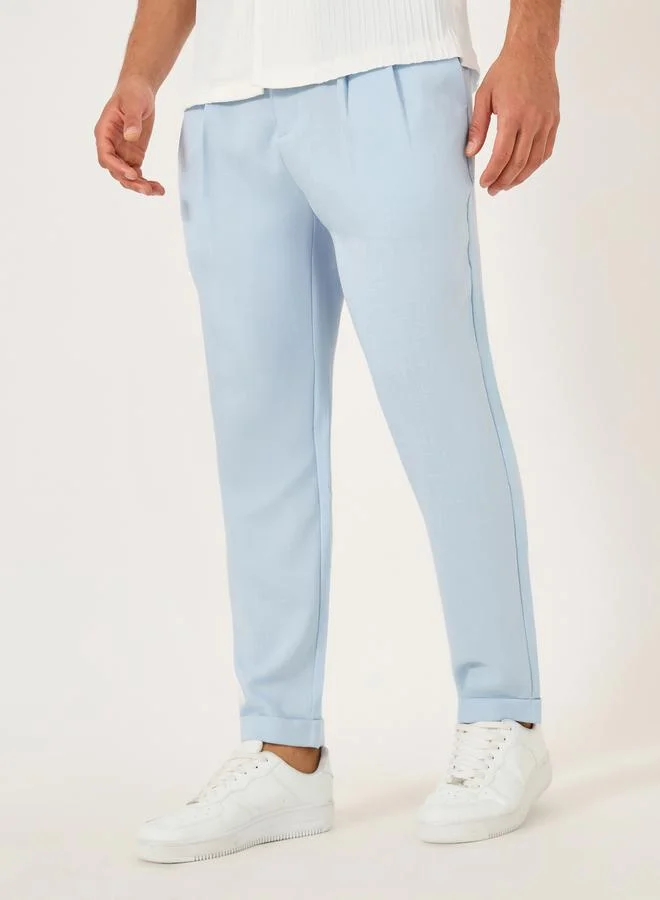 تايك تو بنطلون ستايلي بقصة مريحة وكسرات سادة