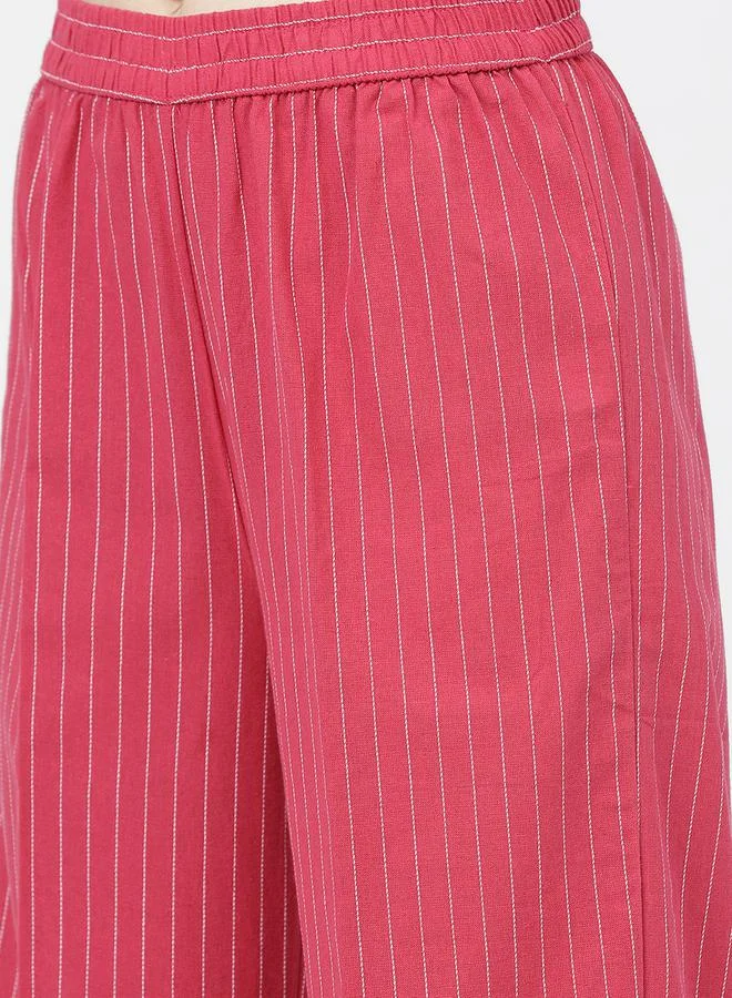 Vishudh  Women Pink Printed Kurta With Palazzos for Women | Best Price UAE