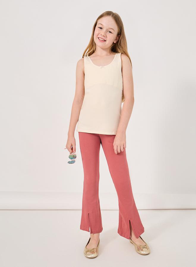 Styli Front Split Detail Solid Leggings  - Image 2