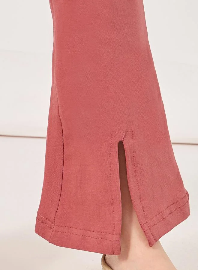 Styli Front Split Detail Solid Leggings