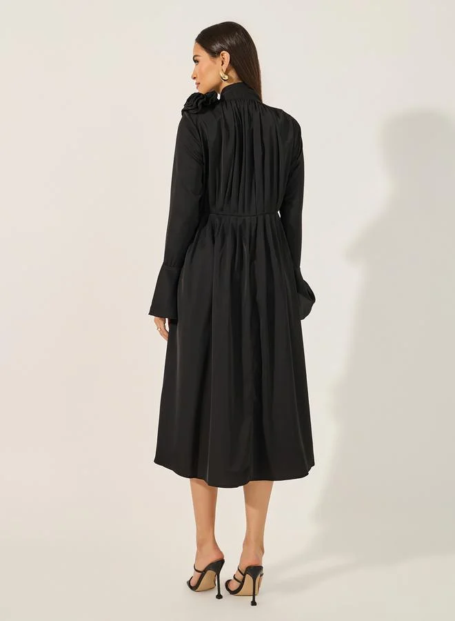 Styli Bow Neckline Dress