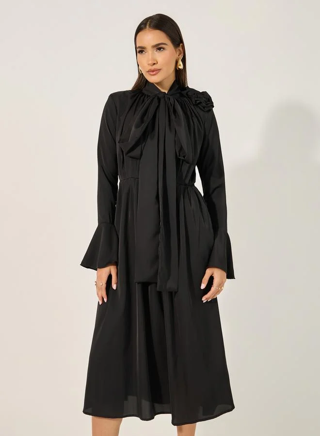 Styli Bow Neckline Dress