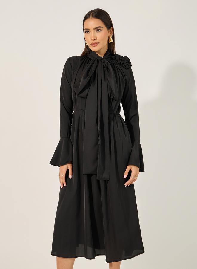 ستايلي فستان بياقة فيونكة - Image 3