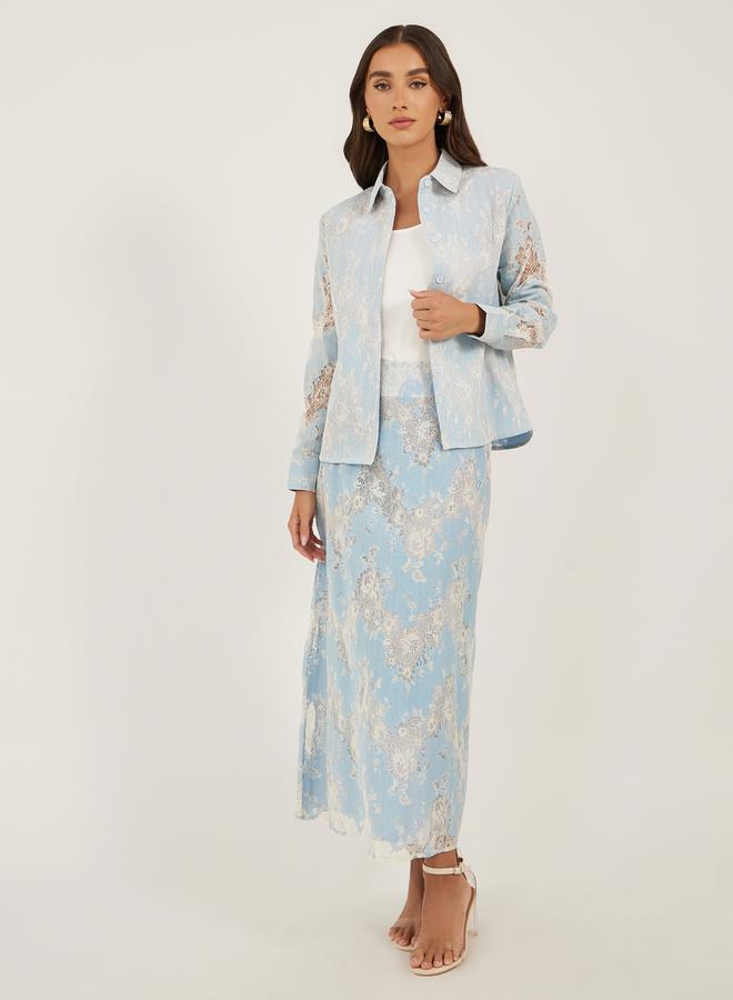 Styli Lace Boxy Buttoned Top  - Image 3