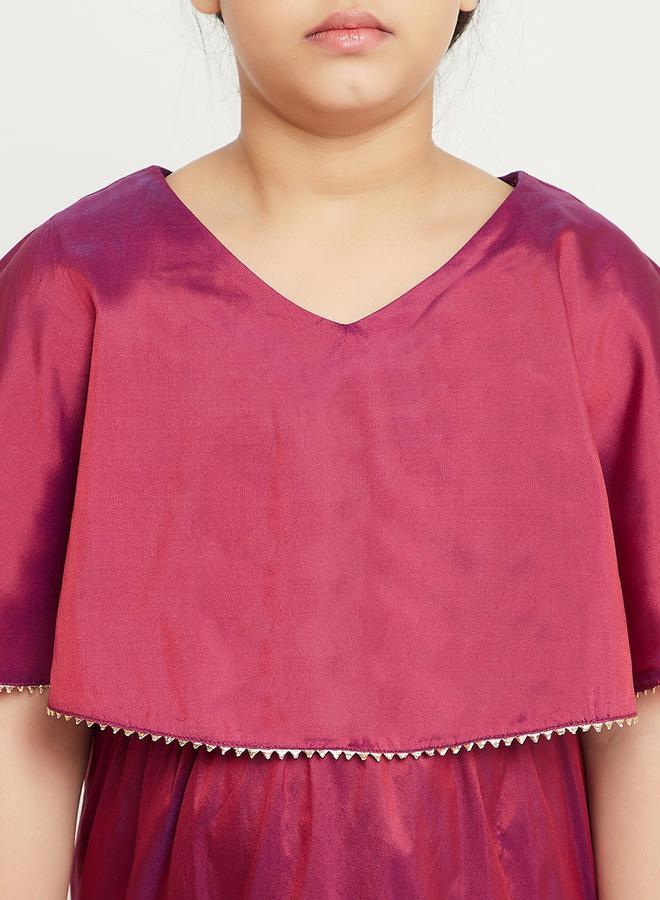 Stylo Bug - Solid Cape Sleeves Tiered Maxi Dress by Styli - Image 1