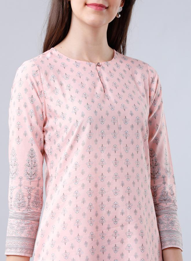 Vishudh - Women Pink Printed Cotton Kurta Set by Styli - Image 1