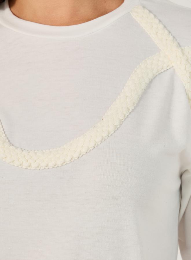 Styli Solid Knitted Round Neck Short Sleeve T-Shirt - Image 4