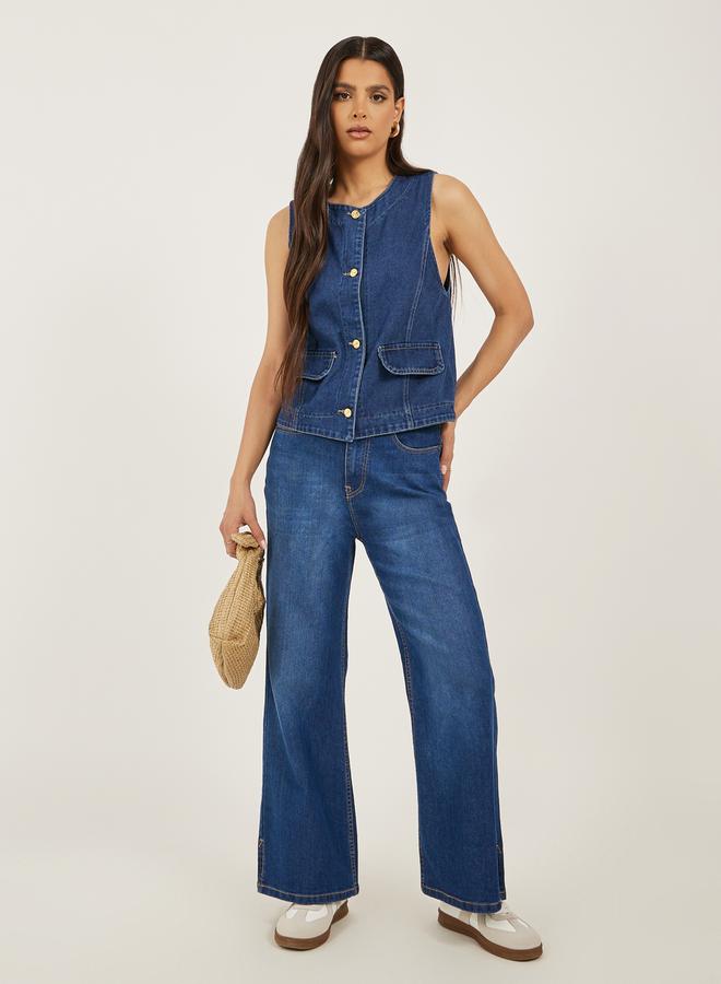 Styli Denim Waistcoat with Pocket Detail - Image 2