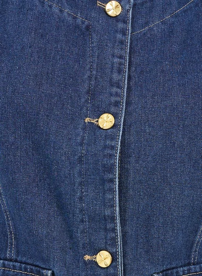 Styli Denim Waistcoat with Pocket Detail