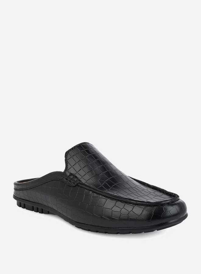 Styli Snake-Skin Textured Slip On Mules