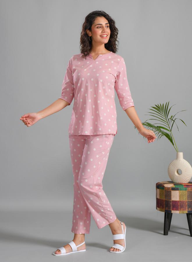 sanskrutihomes Pure Cotton Printed Notch Neck Top and Pyjama Set by Styli  - Image 4