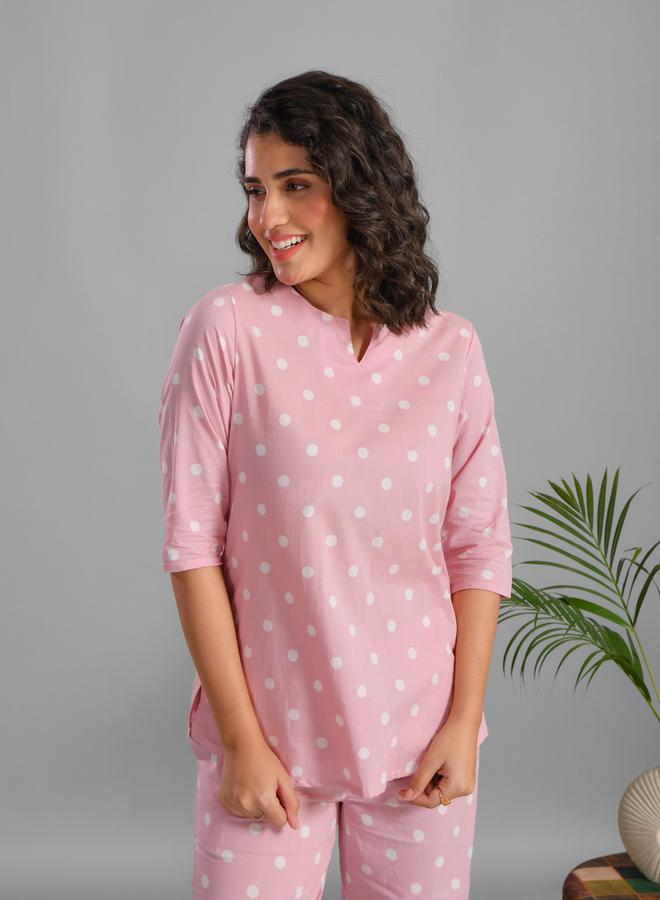 sanskrutihomes Pure Cotton Printed Notch Neck Top and Pyjama Set by Styli  - Image 5