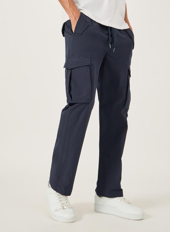 Fort Collins Mid Rise Straight Fit Track Pant with Drawstring by Styli  - Image 1