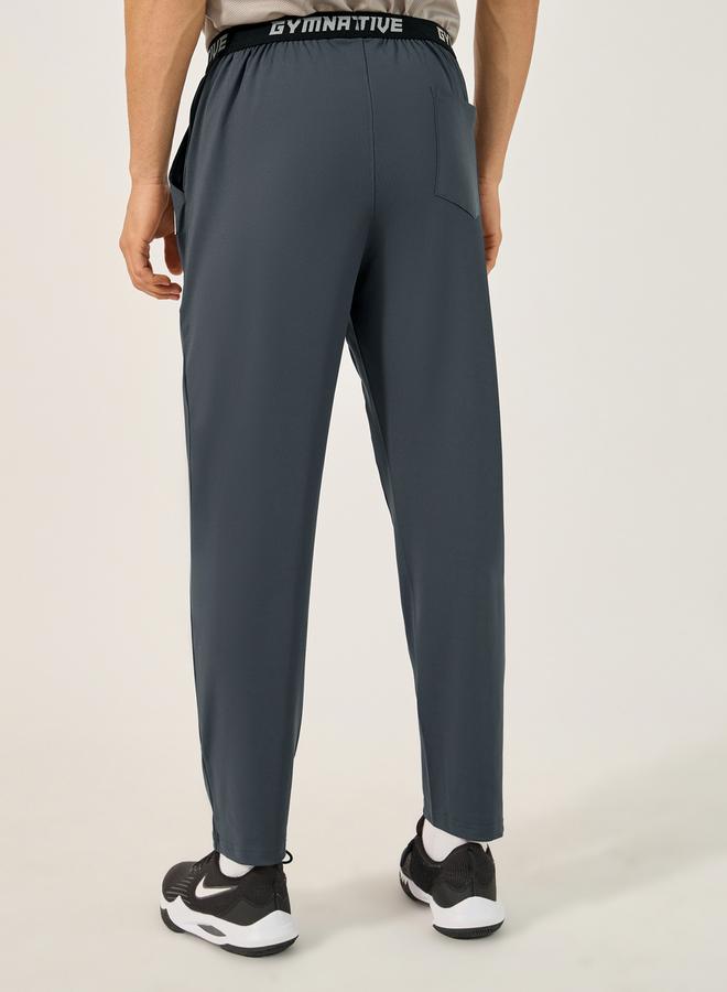 Styli Slim Fit Badge Detail Track Pants with Printed Waistband  - Image 4