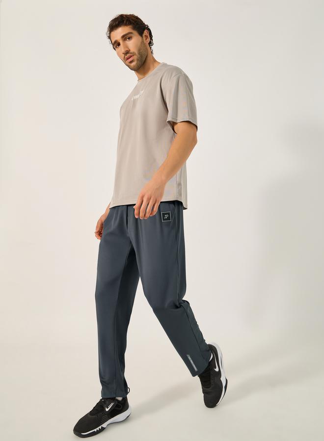Styli Slim Fit Badge Detail Track Pants with Printed Waistband  - Image 2