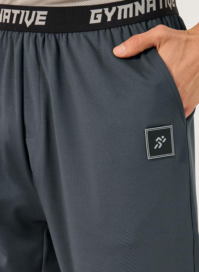 Styli Slim Fit Badge Detail Track Pants with Printed Waistband  - Image 3