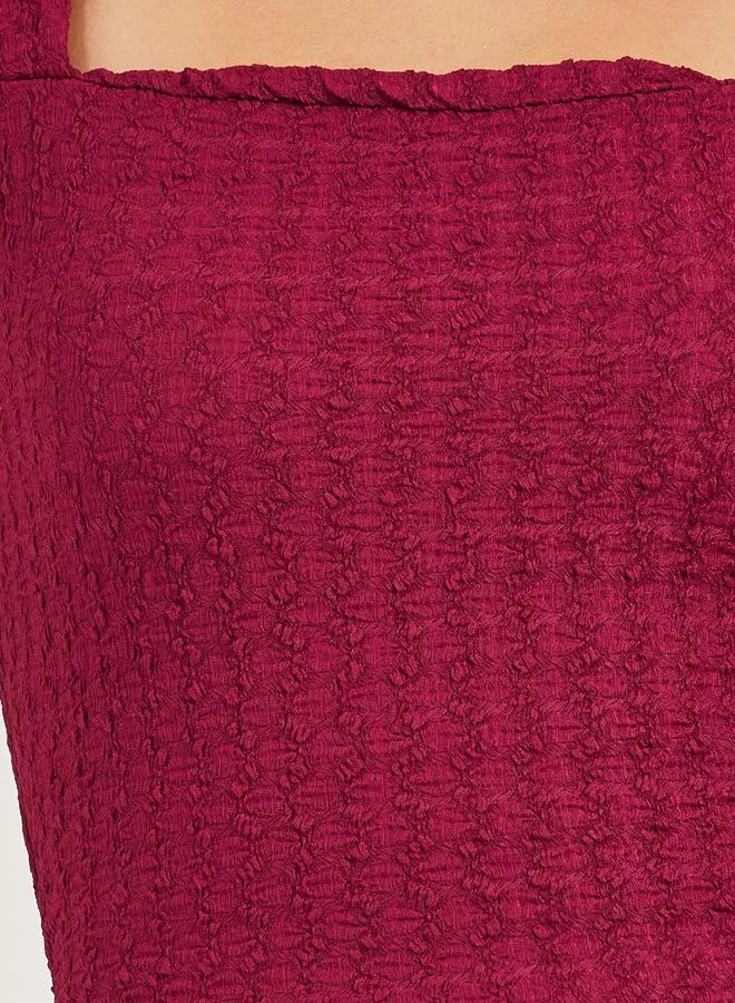 Styli Textured Square Neck Fitted Strappy Top