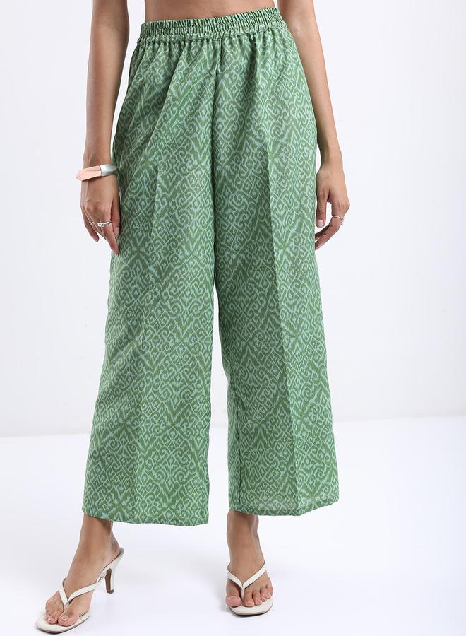 Vishudh - Women Green Printed Kurta with Palazzo Pants by Styli - Image 1