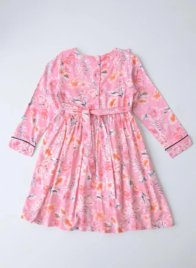 BELLA MODA Floral Ruffle Trim Dress