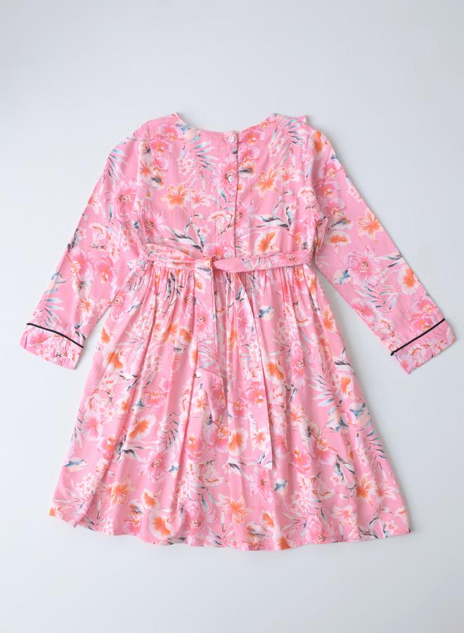 BELLA MODA - All-Over Floral Print Fit and Flare Dress with Long Sleeves by Styli - Image 1