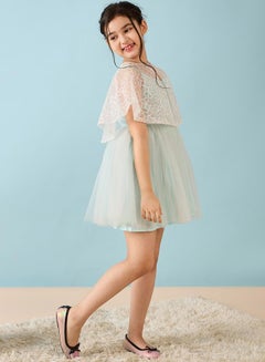 Stylo Bug Embellished Cape Sleeves A-Line Dress by Styli  - Image 2
