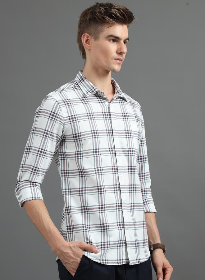 Bushirt - Checked Spread Collar Regular Fit Shirt by Styli - Image 1