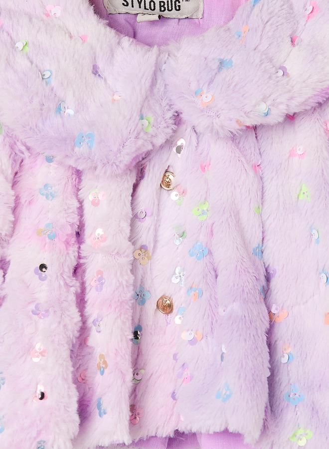 Stylo Bug Embellished Faux Fur Finish Shrug - Image 4