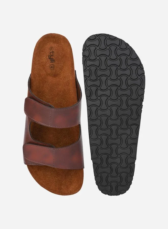 Styli Solid Double Strap Slip-On Sandals