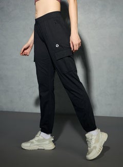 Technosport Logo Print 4-Way Stretch Joggers by Styli  - Image 3