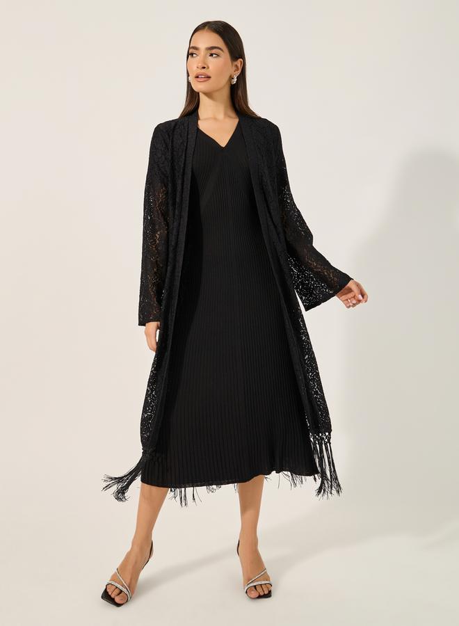 Styli MIDI LENGTH LACE KIMONO WITH FRINGES 120 CM  - Image 2