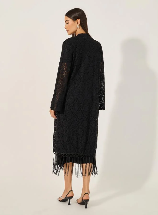 Styli MIDI LENGTH LACE KIMONO WITH FRINGES 120 CM