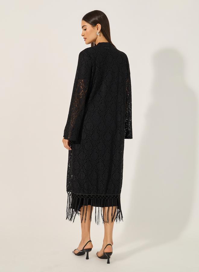 Styli MIDI LENGTH LACE KIMONO WITH FRINGES 120 CM  - Image 5