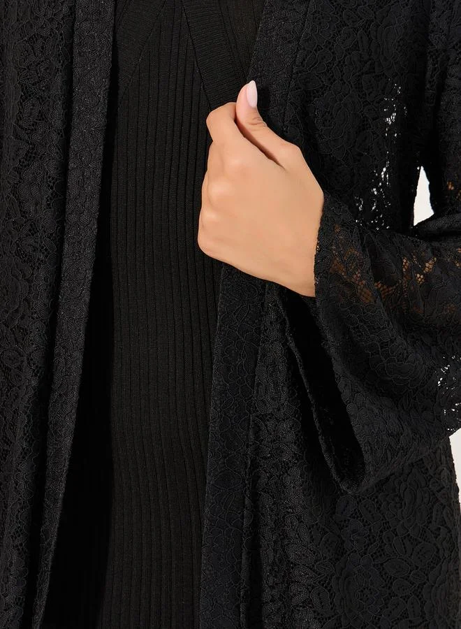 Styli MIDI LENGTH LACE KIMONO WITH FRINGES 120 CM