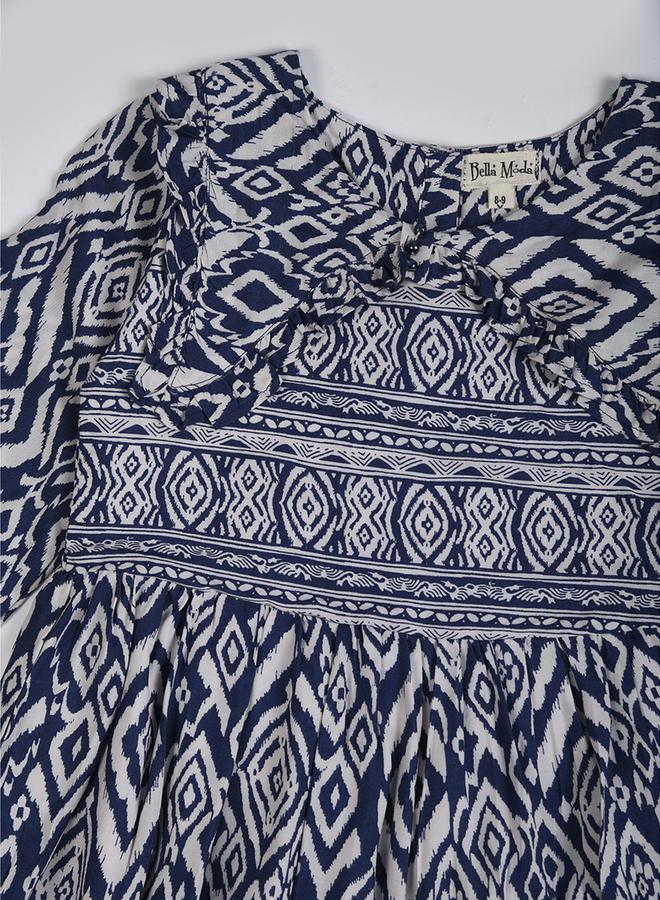 BELLA MODA All-Over Print Fit and Flare Dress with Long Sleeves by Styli  - Image 3