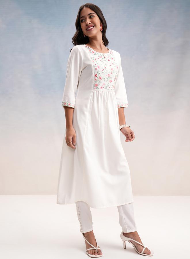Vishudh - Floral Embroidered A-Line Kurta by Styli - Image 1