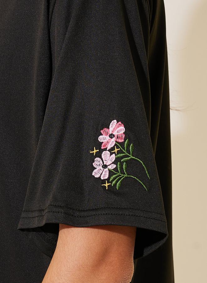 Take Two Round Neck Sleeve Embroidered Detail T-Shirt  - Image 3