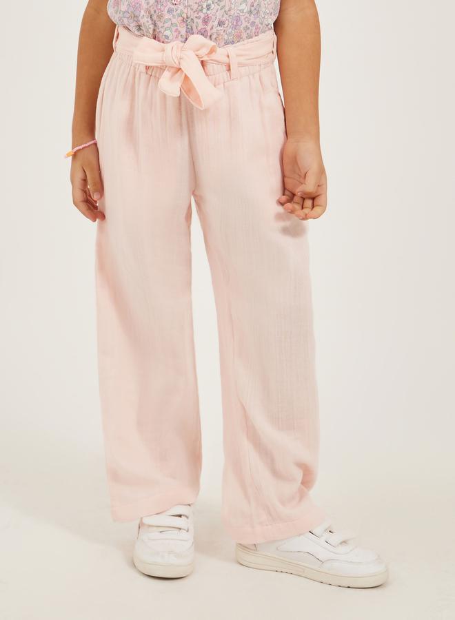 Styli - Solid Belted Culotte Pants - Image 1