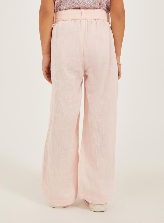 Styli - Solid Belted Culotte Pants - Image 1