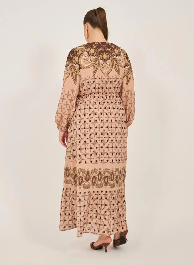 Styli Printed Empire Waist Dress