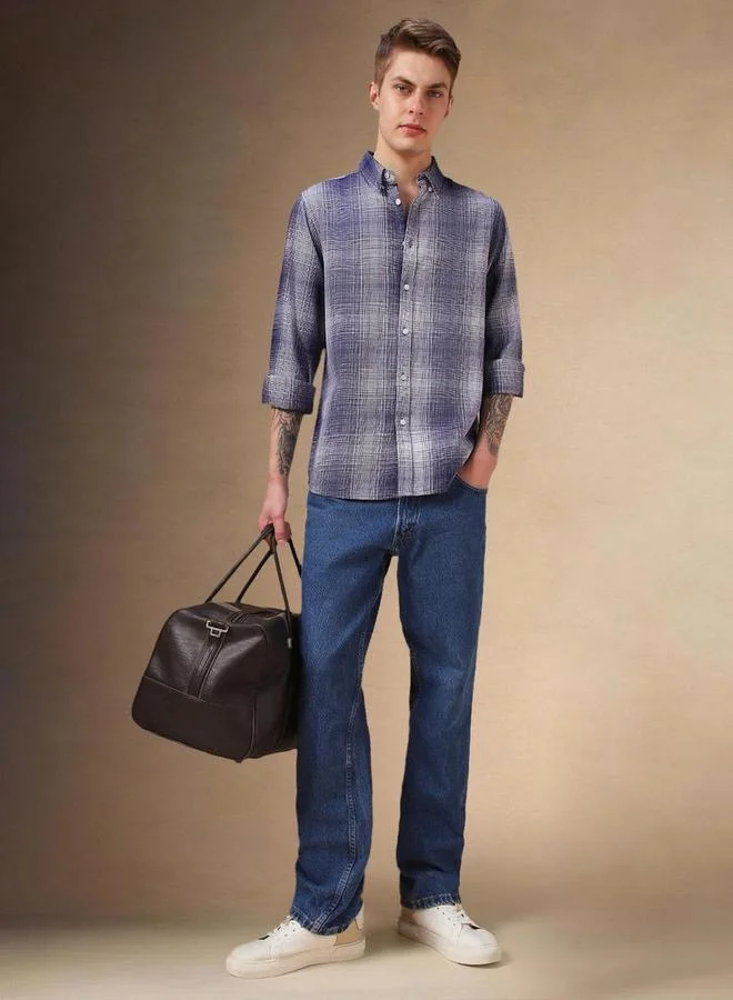 Dennis Lingo Checked Button Down Long Sleeves Shirt by Styli
