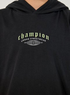 Styli Slogan Print Sleeveless Hooded T-Shirt  - Image 4