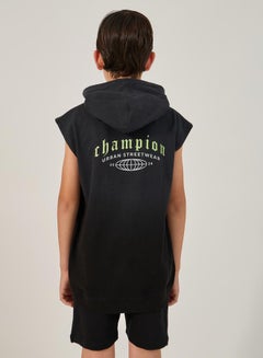 Styli Slogan Print Sleeveless Hooded T-Shirt  - Image 5