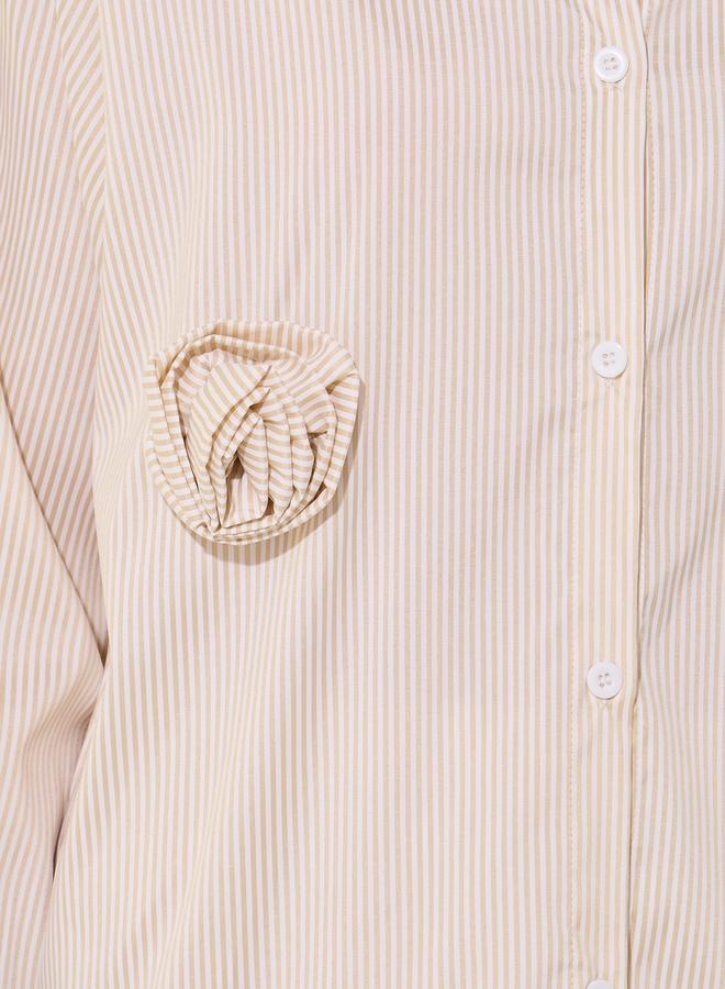 Take Two Striped Long Sleeve Shirt and Pants Co-Ords with Flower Detail - Image 4