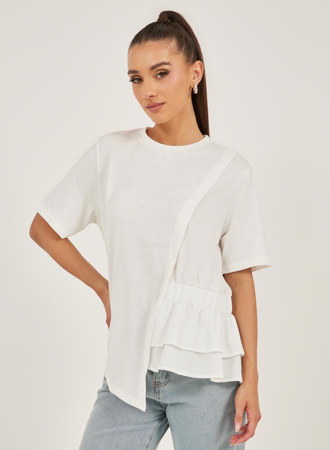 Styli Solid Ruffled Boxy T-Shirt - Image 1