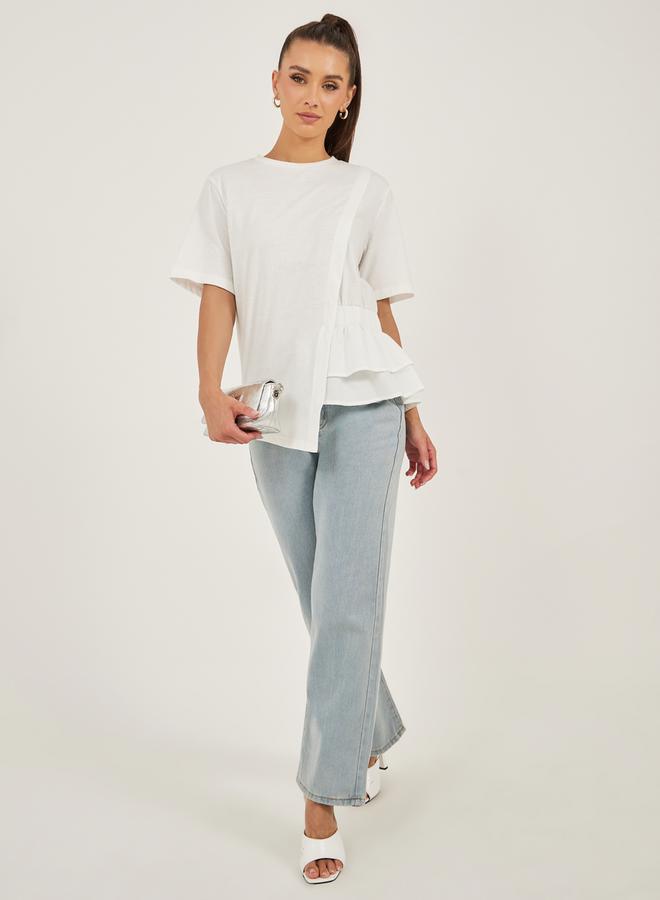 Styli Solid Ruffled Boxy T-Shirt - Image 2