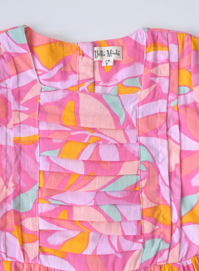 BELLA MODA - All-Over Print Button Detail Knee Length Dress by Styli - Image 1