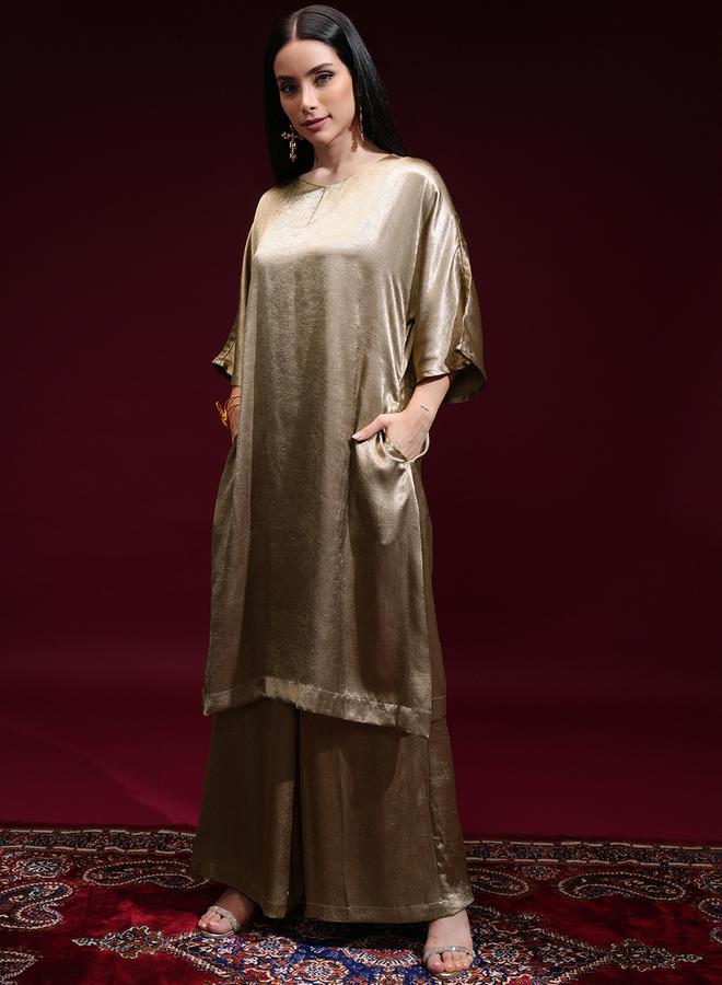 Vishudh - Solid Round Neck Tunic and Palazzo Pants Co-Ords by Styli - Image 1