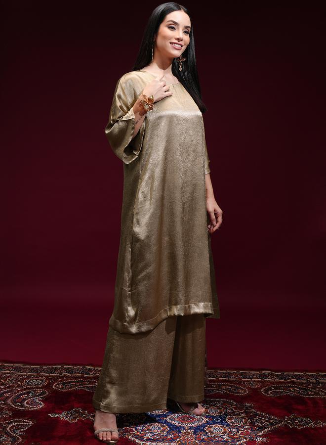 Vishudh - Solid Round Neck Tunic and Palazzo Pants Co-Ords by Styli - Image 1